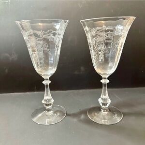 Fostoria Corsage design Crystal  Glass Set of 2